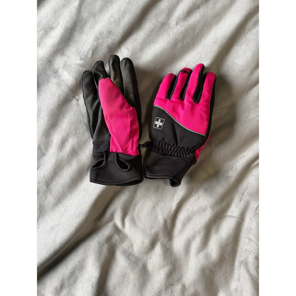 Swiss Tech Pink Black Winter Gloves Ski Snowboard Grip Palm Reflective Trim